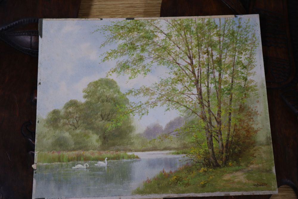 R. A. Stone (20th century), Rock Garden and Lost, signed, watercolour and four other small unframed watercolour drawings,